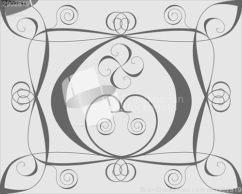 Image of Design background with hearts and spirals on gray