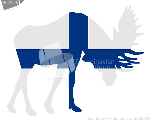 Image of Rutting moose in finnish flag