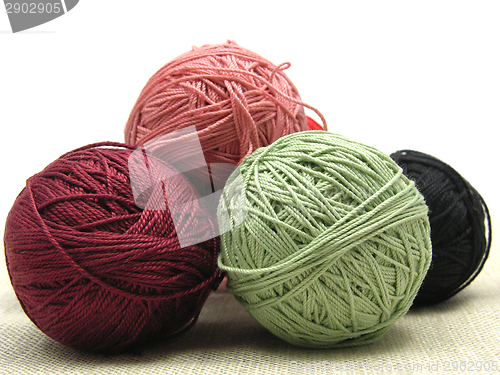 Image of A few balls of wool  on a beige background