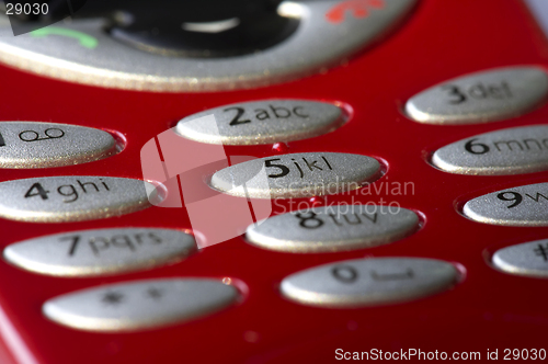 Image of Macro shot of red mobile phone