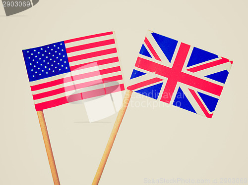 Image of Retro look British and American flags