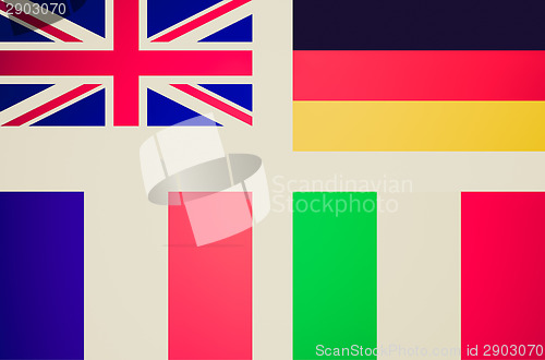 Image of Retro look Flags of UK Germany France Italy