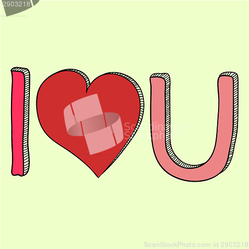 Image of Doodle I love you text