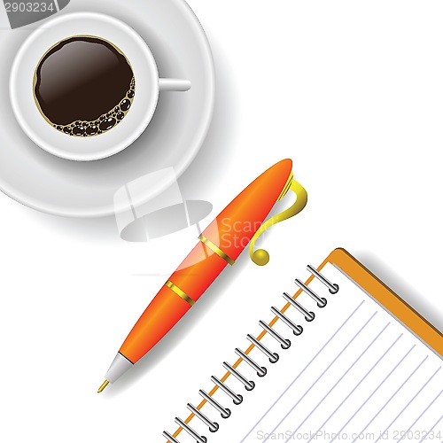 Image of cup of coffee and pen