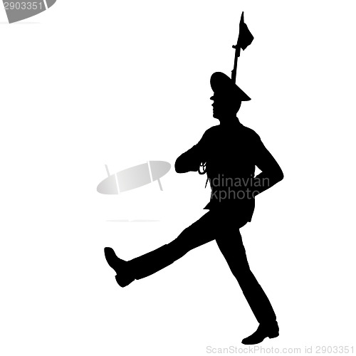 Image of Silhouette soldiers during a military parade. Vector illustratio