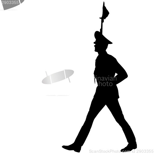 Image of Silhouette soldiers during a military parade. Vector illustratio