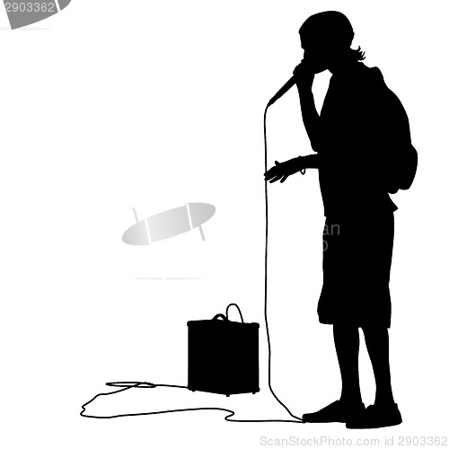 Image of Silhouette of the guy  beatbox with a microphone. Vector illustr