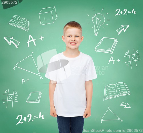 Image of little boy in white t-shirt