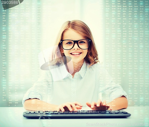 Image of student girl with keyboard