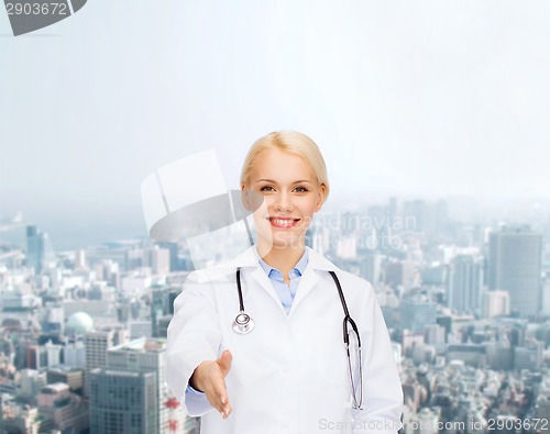 Image of smiling female doctor with stethoscope