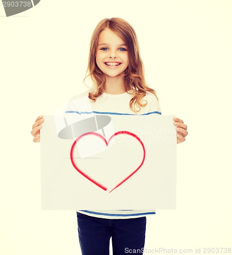 Image of smiling little child holding picture of heart