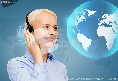 Image of friendly female helpline operator