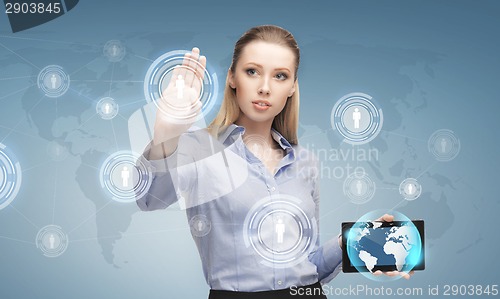 Image of woman working with tablet pc