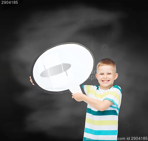 Image of smiling little boy with blank text bubble