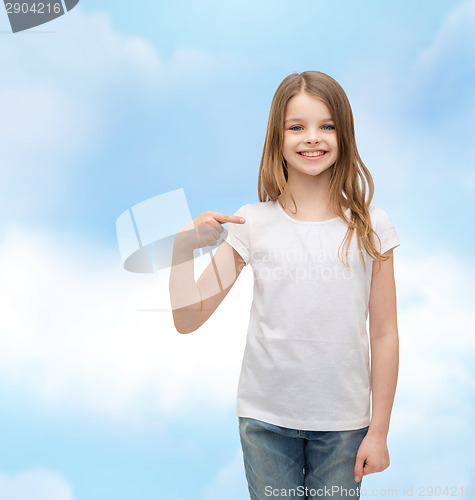 Image of smiling little girl in blank white t-shirt