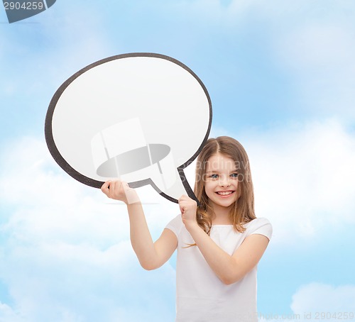 Image of smiling little girl with blank text bubble