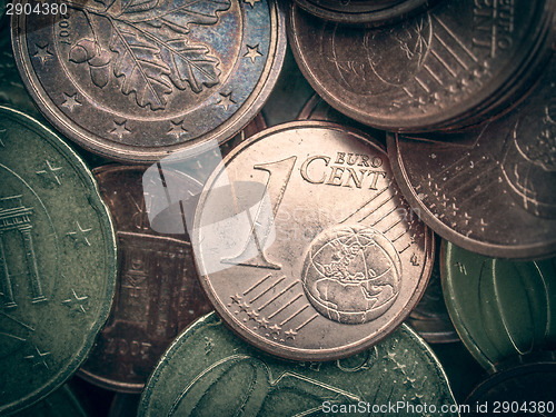 Image of Retro look Euro coins background