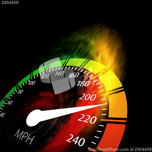 Image of Speedometer with speed fire path