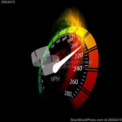 Image of Speedometer with speed fire path