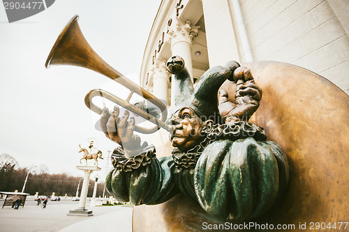 Image of Sculpture clown acrobat with pipes in the Belarusian Circus In M