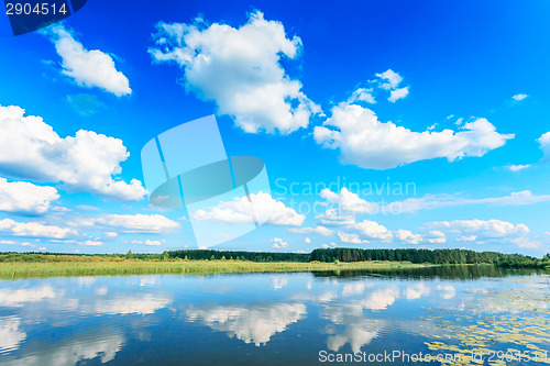 Image of Clouds Reflection On Lake.