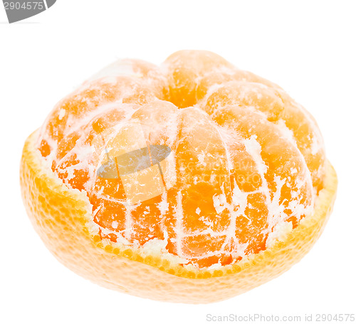 Image of Peeled Mandarin Tangerine Orange Fruit Isolated On White Backgro