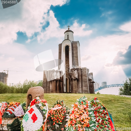 Image of Afghanistan War Memorial On Island Of Tears (Ostrov Slyoz) in Mi