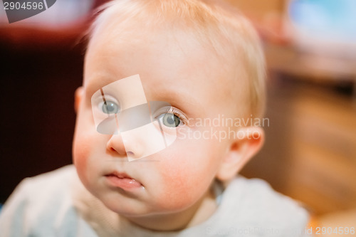 Image of Little child baby boy Close up portrait