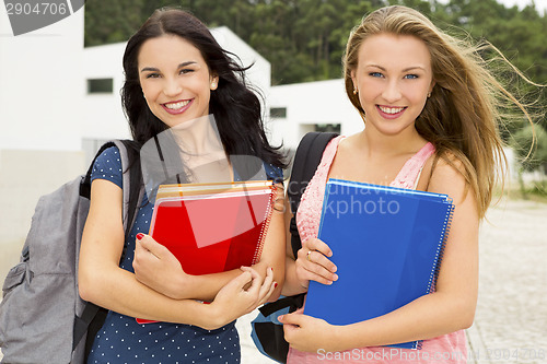 Image of Two beautiful teenage students