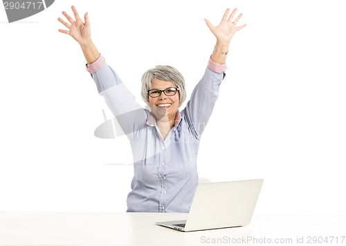 Image of Ellderly woman working with a laptop