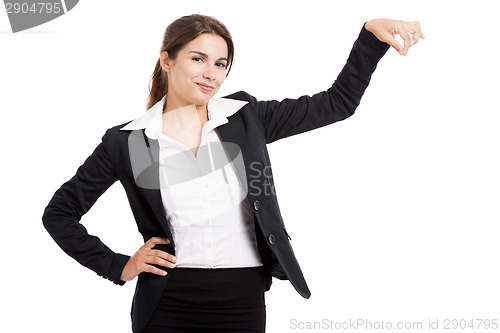 Image of Business woman holding something