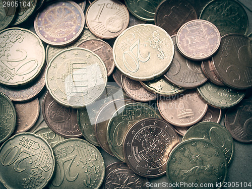 Image of Retro look Euro coins background
