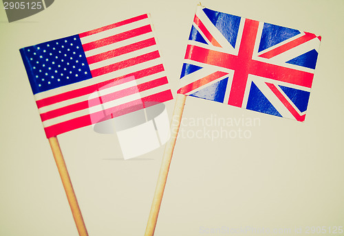 Image of Retro look British and American flags