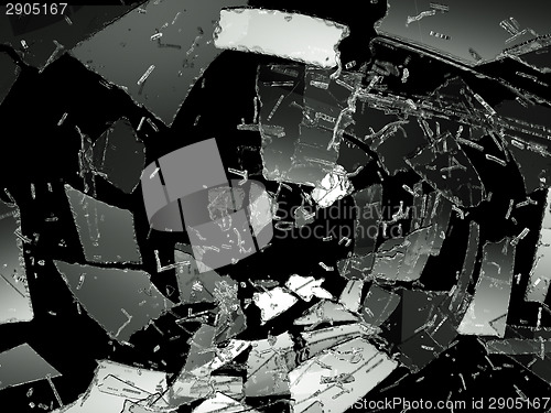 Image of Pieces of Destructed or Shattered glass on black