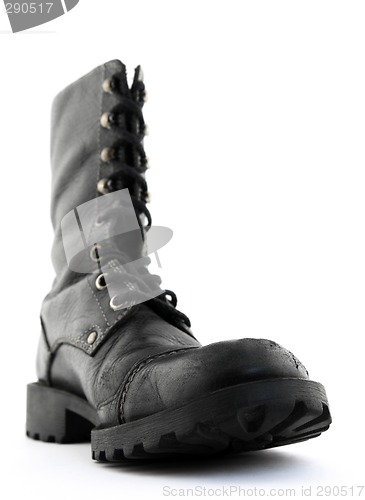 Image of Army style black leather boot