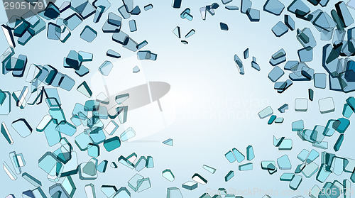 Image of Shattered or smashed pieces of blue glass