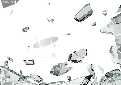 Image of Pieces of demolished or Shattered glass isolated 
