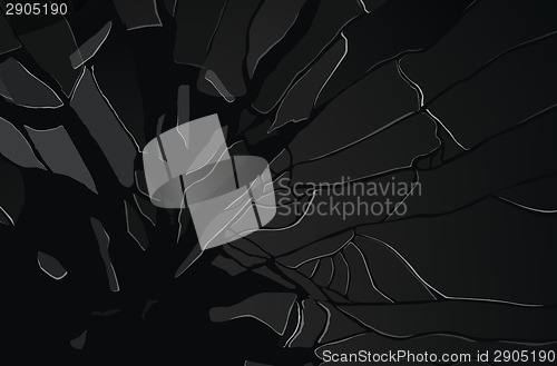 Image of Splitted or Shattered glass pieces on black
