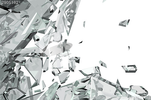 Image of Pieces of demolished or Shattered glass on white