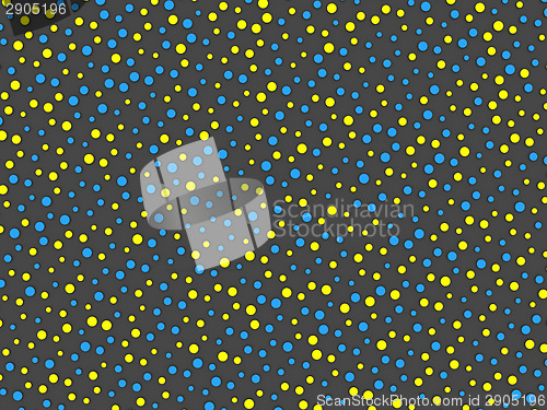 Image of Polka dot pattern with yellow and blue circles 