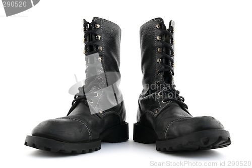 Image of Military style black leather boots