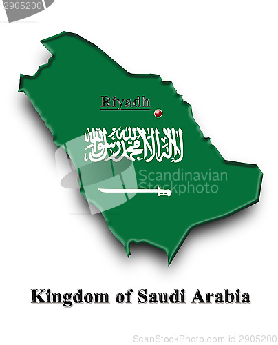 Image of Map of Saudi Arabia in colors of its flag