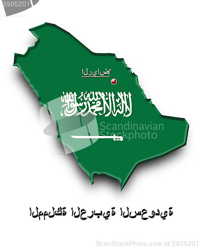 Image of Map of Saudi Arabia in colors of its flag