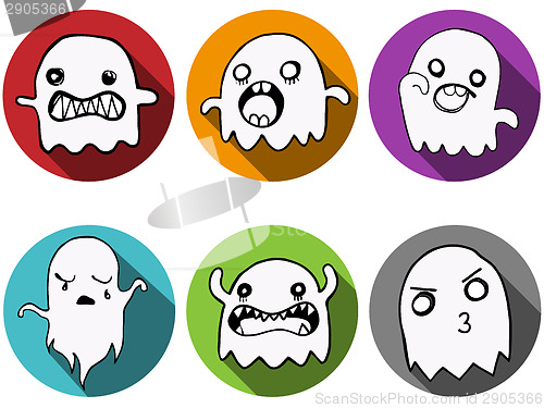 Image of Happy Halloween Ghost Bat Icon Background