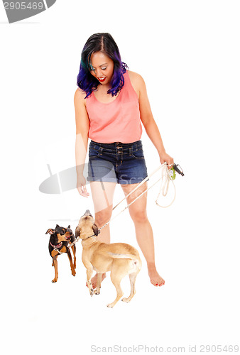 Image of Woman with her two dog's.