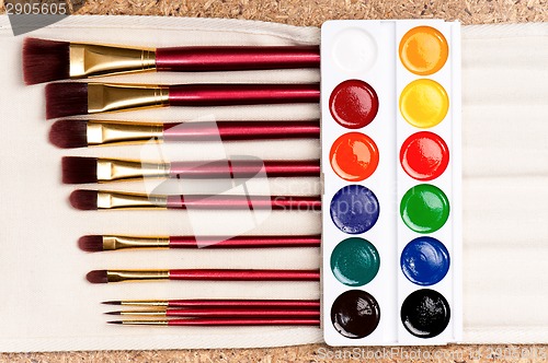 Image of Paints and brushes