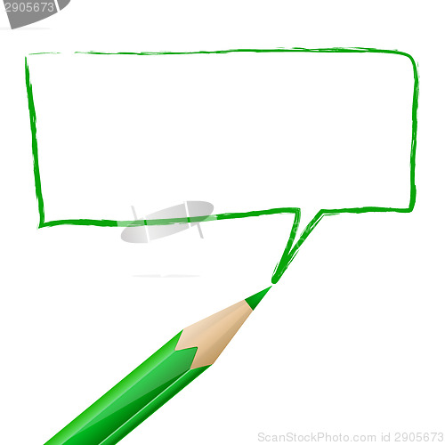 Image of Green speech bubble drawn with pencil