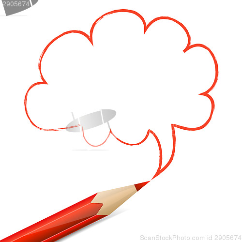 Image of Red speech bubble drawn with pencil