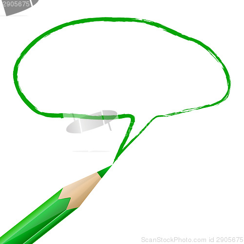 Image of Green speech bubble drawn with pencil