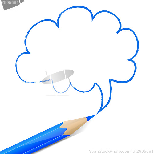 Image of Blue speech bubble drawn with pencil
